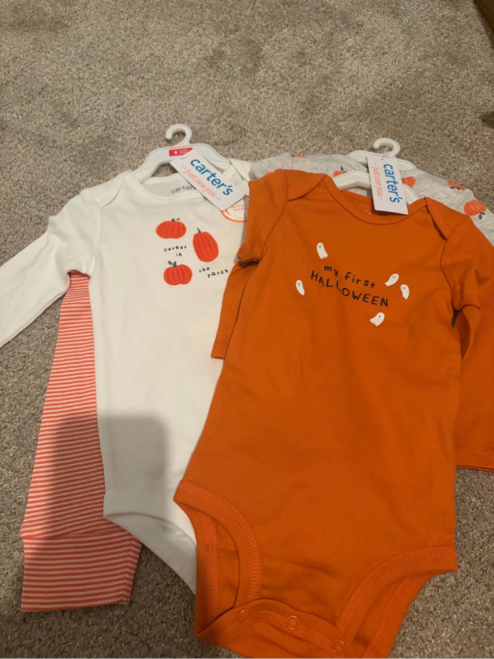 Carter's Orange & White Halloween Baby Sets